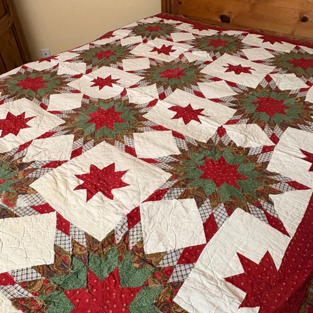 Antique Log Cabin Quilt Full Double Antique Fit Summer Weight Hand Quilted 1920s